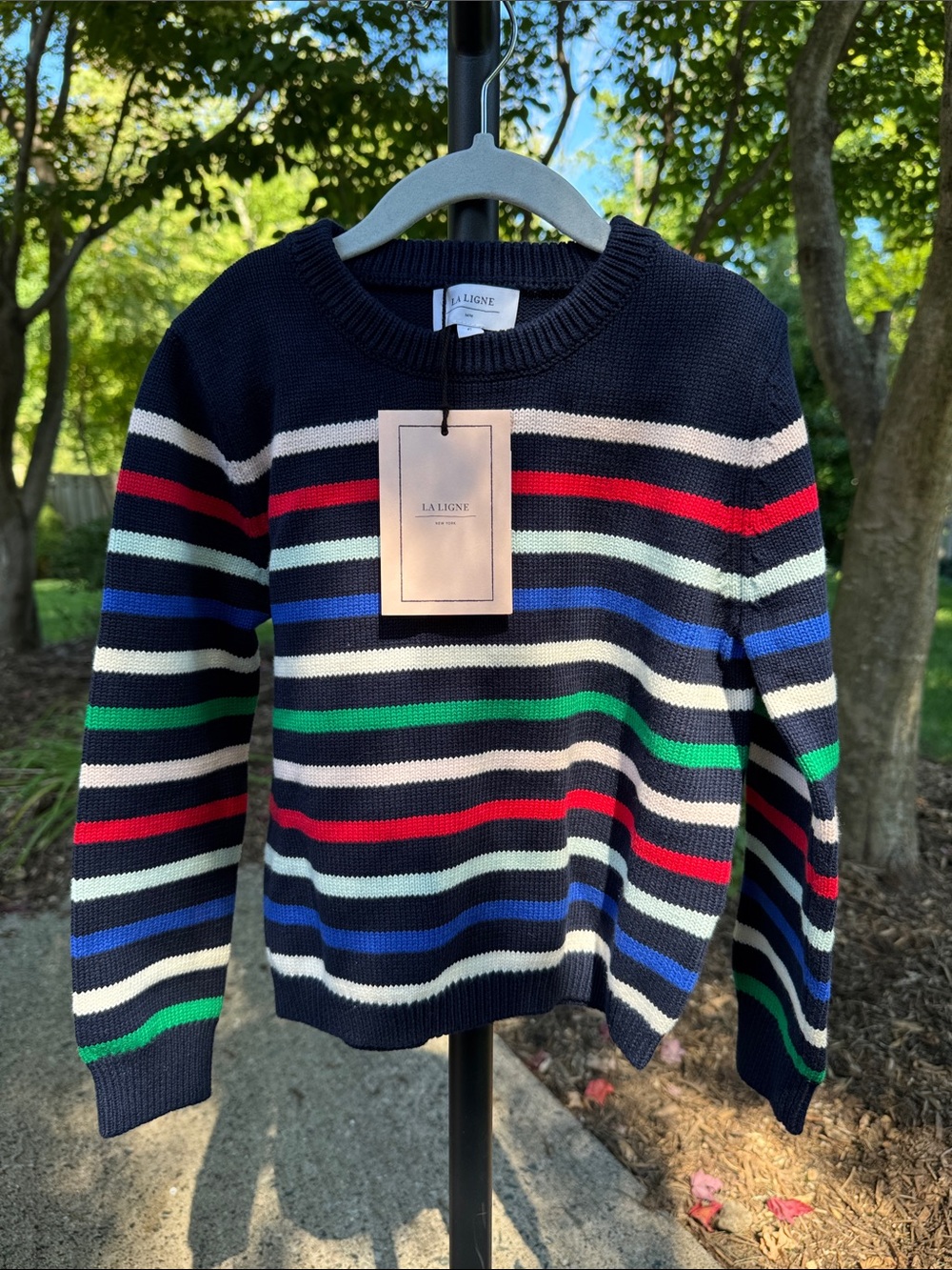 La Ligne Boys Navy Rainbow Cotton Sweater